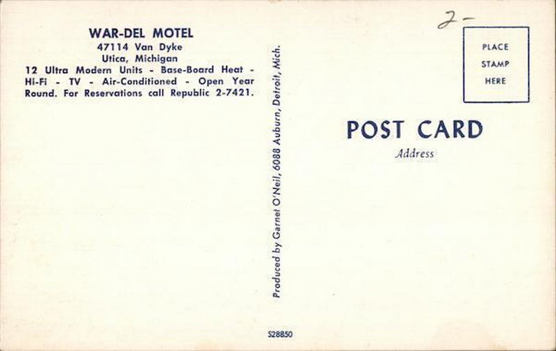War-Del Motel - Vintage Postcard